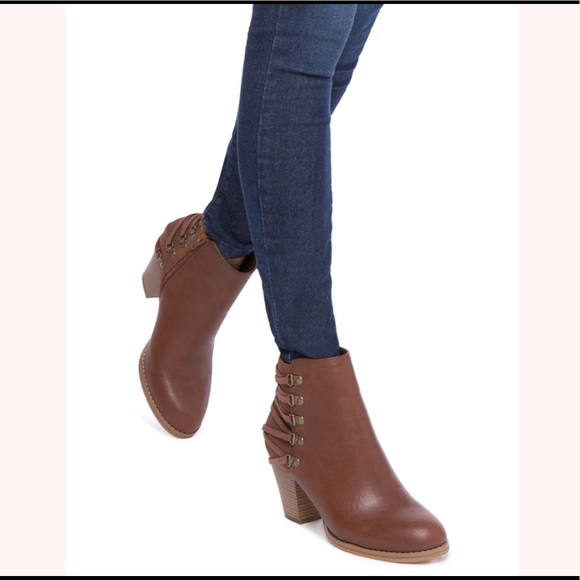 🆕 Shoedazzle Brown {Landy} Corset Booties - Picture 2 of 10